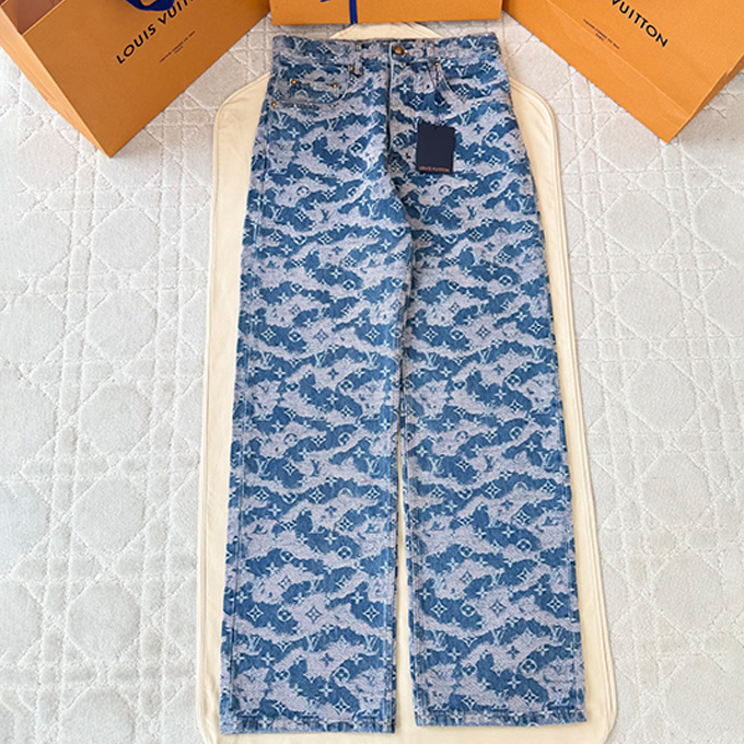 lv louis vuitton 26ss jacquard monogram denim trousers